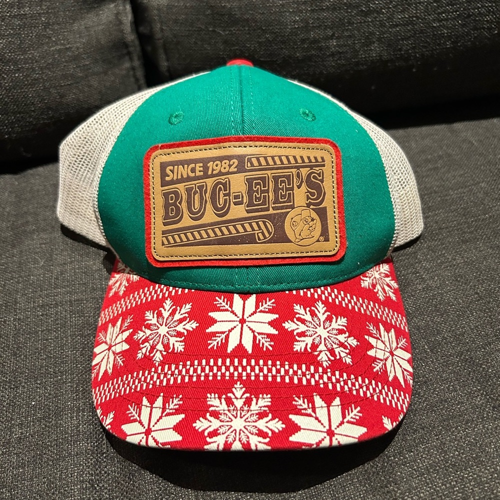 Buc-ee’s Christmas Hat 2024 Adjustable with Leather Patch